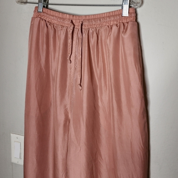 100% silk blush pink pants lined size small stretch waist - Picture 4 of 16